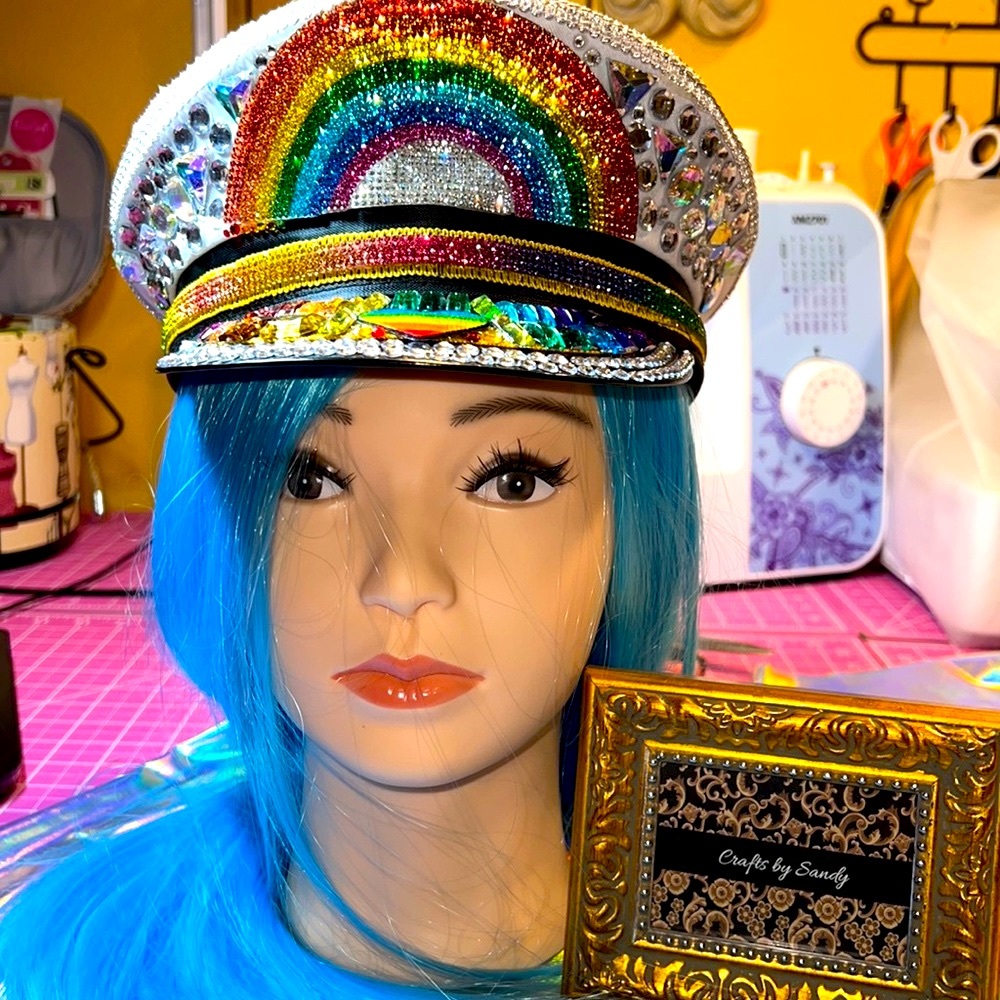 Rainbows and Flowers Rave Hat